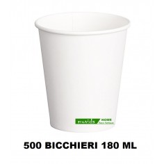500 BICCHIERI IN CARTA BIO 180 ML 10 CONFEZIONI X 50 PEZZI