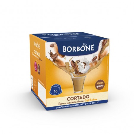 16 Capsule Borbone CORTADO Per Bevanda Solubile Al Gusto Caffè Macchiato Compatibile Nescafè Dolce Gusto