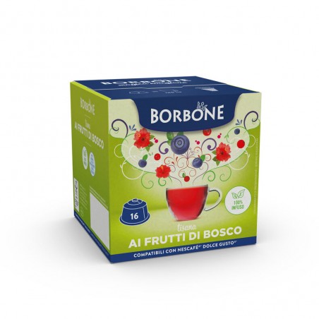 16 Capsule Borbone Per TISANA AI FRUTTI DI BOSCO Compatibile Nescafè Dolce Gusto