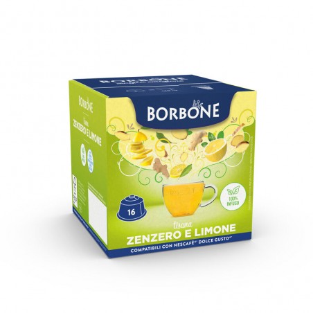 16 Capsule Borbone Per TISANA ZENZERO E LIMONE Compatibile Nescafè Dolce Gusto