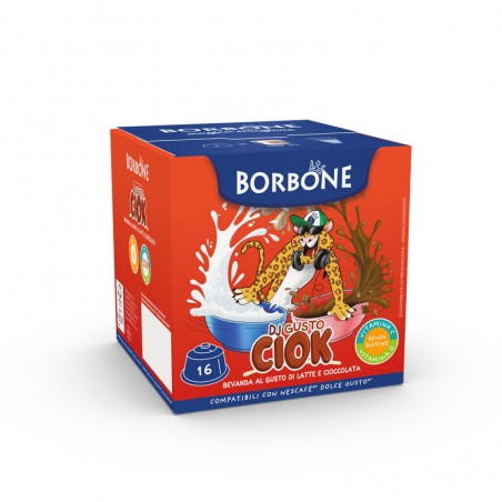 16 Capsule Borbone “DJ GUSTO CIOCK” - Latte e Cioccolato Compatibile Nescafè Dolce Gusto