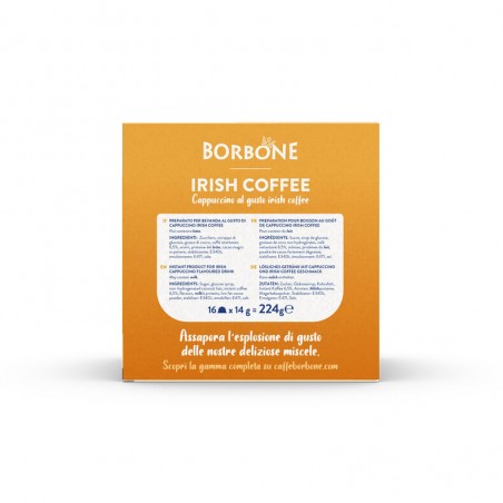 16 Capsule Borbone Per Bevanda Solubile Al Gusto CAPPUCCINO IRISH COFFEE Compatibile Nescafè Dolce Gusto