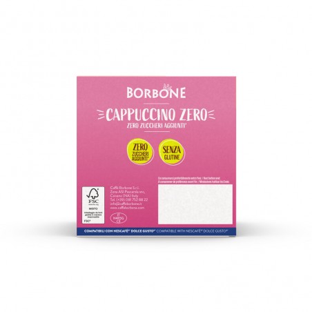 16 Capsule Borbone CAPPUCCINO ZERO Per Bevanda Al Gusto Di Cappuccino Compatibile Nescafè Dolce Gusto