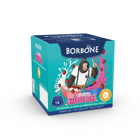 16 Capsule Borbone “DJGUSTO CHEESECAKE” - Cioccolata Bianca Alla Fragola Compatibile Nescafè Dolce Gusto